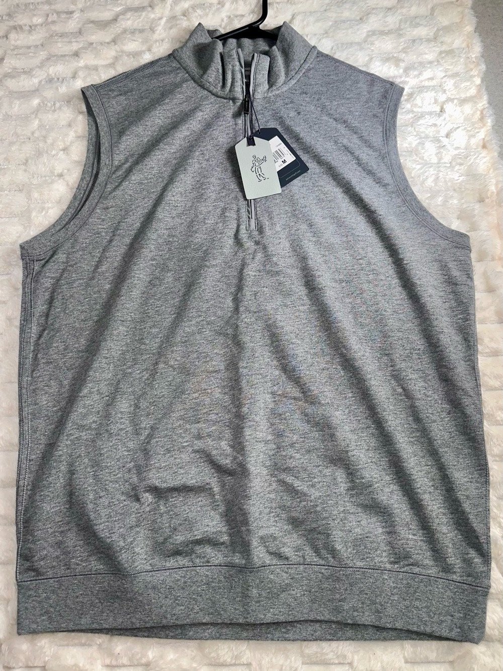 Ashworth Mens NWT Heather Grey Slub French Terry Half-Zip Golf Vest Sz-Medium.